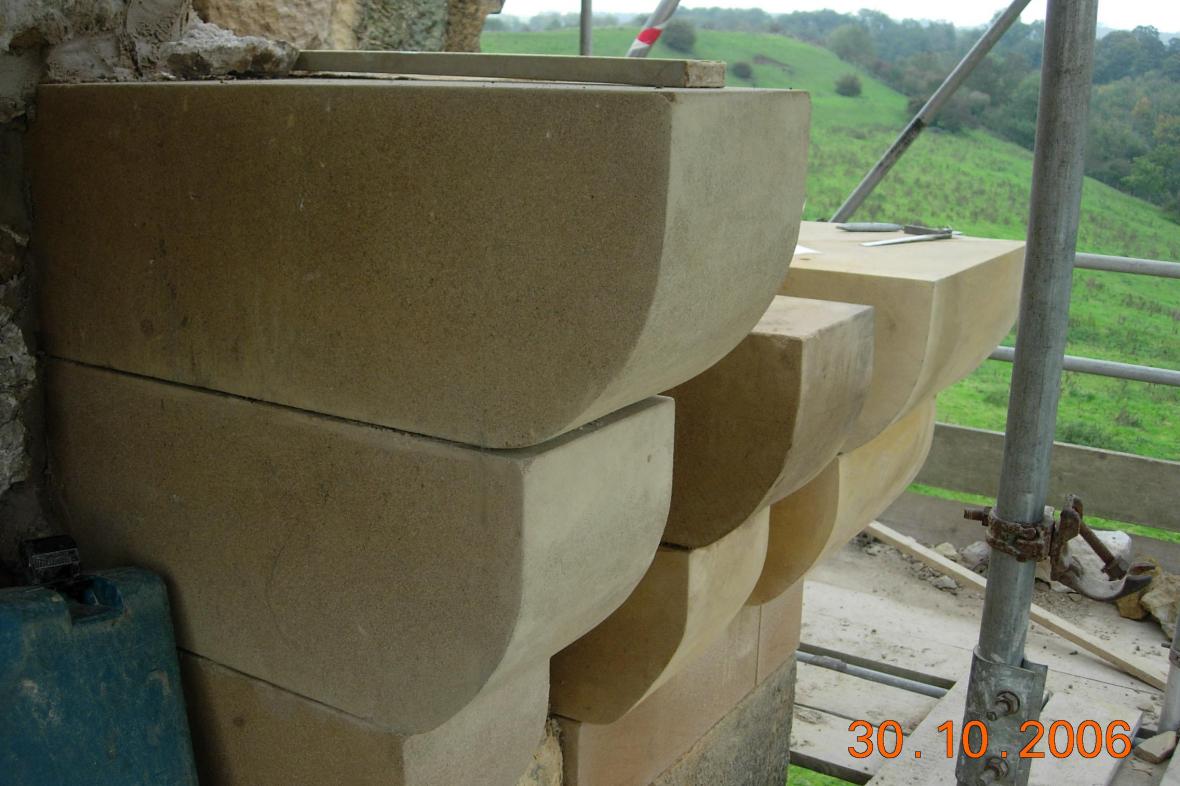 Replacement of the carved corbels
